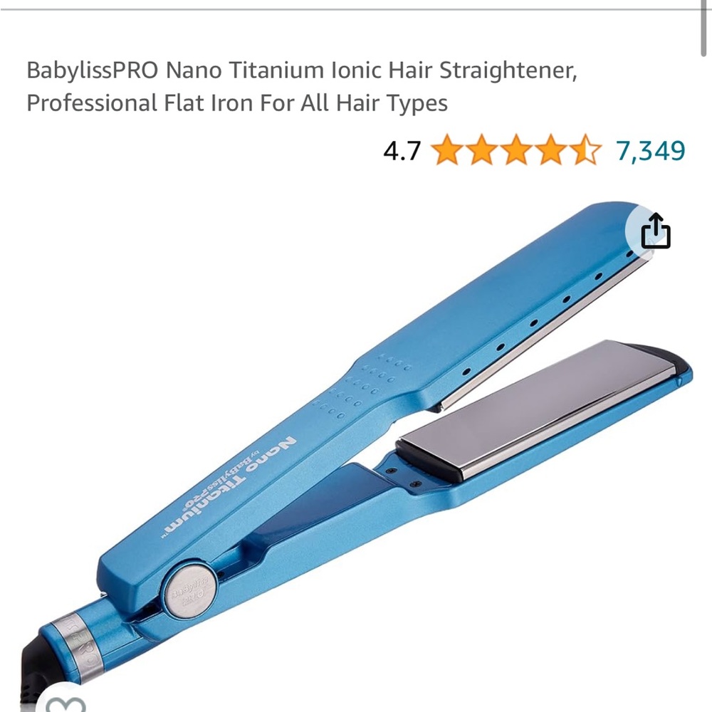 Babyliss profesional titanium flat iron in 1 3/4 inch plates